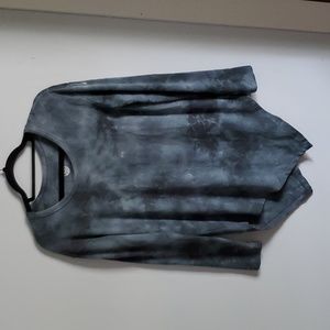 Te Verde Whimsigoth Gray Tie Dye Boho Long Sleeve Sweater